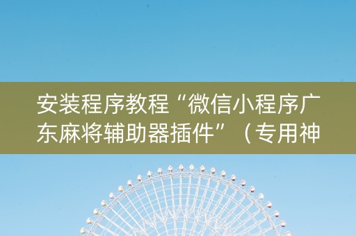 安装程序教程“微信小程序广东麻将辅助器插件”（专用神器下载)