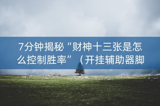 7分钟揭秘“财神十三张是怎么控制胜率”（开挂辅助器脚本)