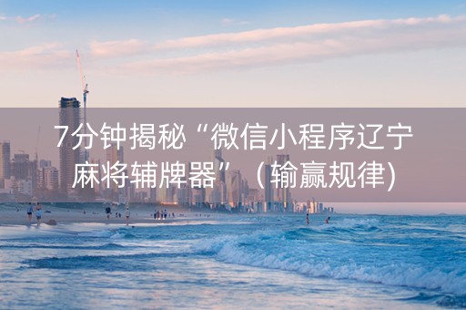 7分钟揭秘“微信小程序辽宁麻将辅牌器”（输赢规律)