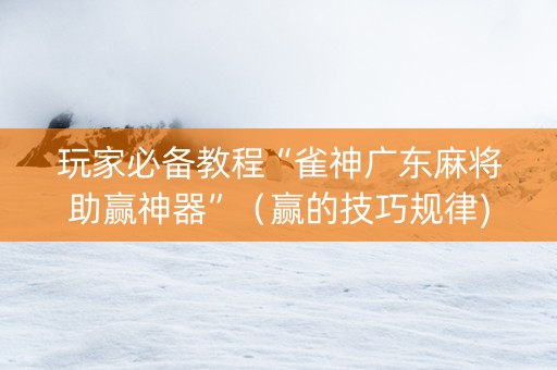 玩家必备教程“雀神广东麻将助赢神器”（赢的技巧规律)