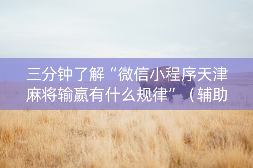 三分钟了解“微信小程序天津麻将输赢有什么规律”（辅助器插件)