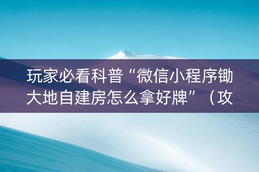 玩家必看科普“微信小程序锄大地自建房怎么拿好牌”（攻略插件)