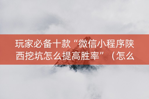 玩家必备十款“微信小程序陕西挖坑怎么提高胜率”（怎么才会赢)