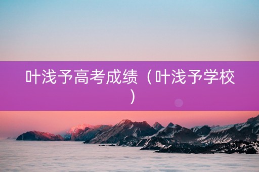 叶浅予高考成绩（叶浅予学校）