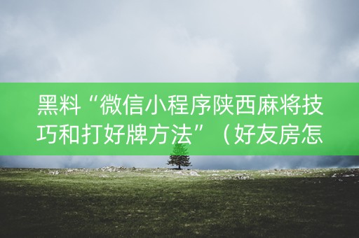 黑料“微信小程序陕西麻将技巧和打好牌方法”（好友房怎么才能赢)