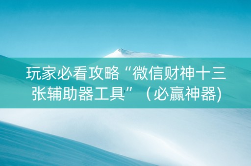 玩家必看攻略“微信财神十三张辅助器工具”（必赢神器)