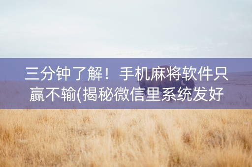 三分钟了解！手机麻将软件只赢不输(揭秘微信里系统发好牌)