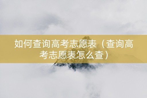 如何查询高考志愿表（查询高考志愿表怎么查）