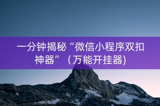 一分钟揭秘“微信小程序双扣神器”（万能开挂器)