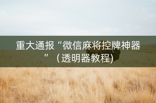 重大通报“微信麻将控牌神器”（透明器教程)