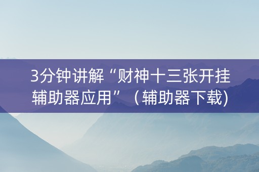 3分钟讲解“财神十三张开挂辅助器应用”（辅助器下载)