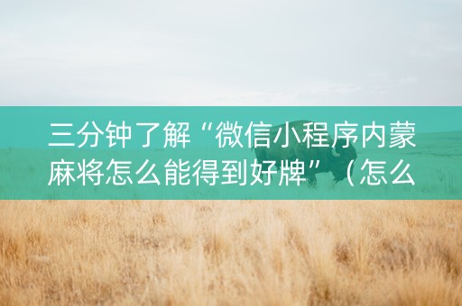 三分钟了解“微信小程序内蒙麻将怎么能得到好牌”（怎么增加胜率)