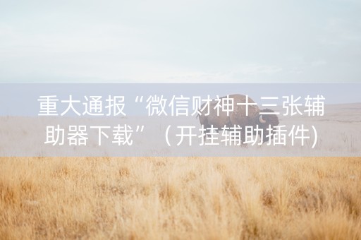 重大通报“微信财神十三张辅助器下载”（开挂辅助插件)