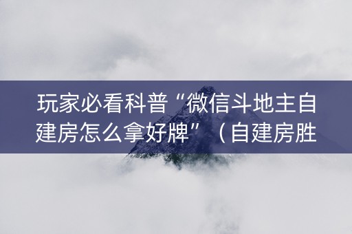 玩家必看科普“微信斗地主自建房怎么拿好牌”（自建房胜负规律)