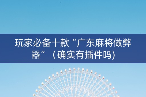 玩家必备十款“广东麻将做弊器”（确实有插件吗)
