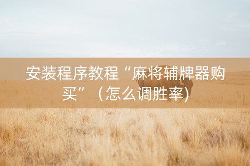 安装程序教程“麻将辅牌器购买”（怎么调胜率)