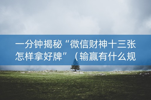 一分钟揭秘“微信财神十三张怎样拿好牌”（输赢有什么规律)