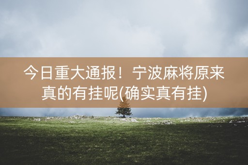今日重大通报！宁波麻将原来真的有挂呢(确实真有挂)