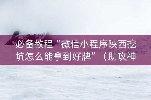 必备教程“微信小程序陕西挖坑怎么能拿到好牌”（助攻神器)