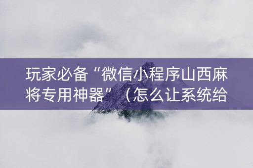 玩家必备“微信小程序山西麻将专用神器”（怎么让系统给自己好牌)
