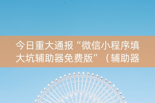 今日重大通报“微信小程序填大坑辅助器免费版”（辅助器插件)