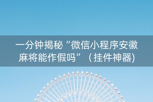 一分钟揭秘“微信小程序安徽麻将能作假吗”（挂件神器)