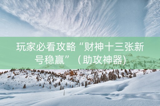玩家必看攻略“财神十三张新号稳赢”（助攻神器)
