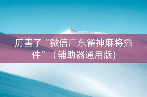 厉害了“微信广东雀神麻将插件”（辅助器通用版)