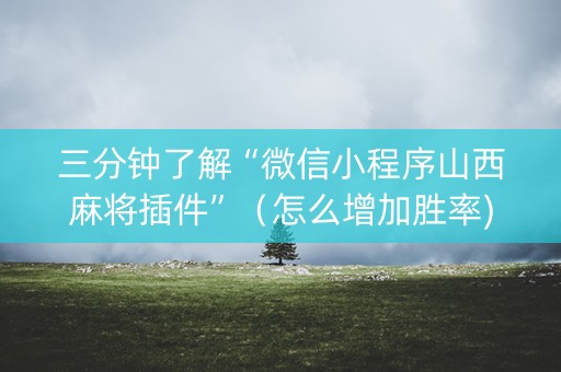 三分钟了解“微信小程序山西麻将插件”（怎么增加胜率)