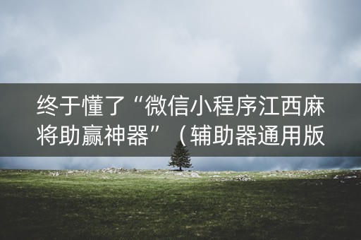 终于懂了“微信小程序江西麻将助赢神器”（辅助器通用版)