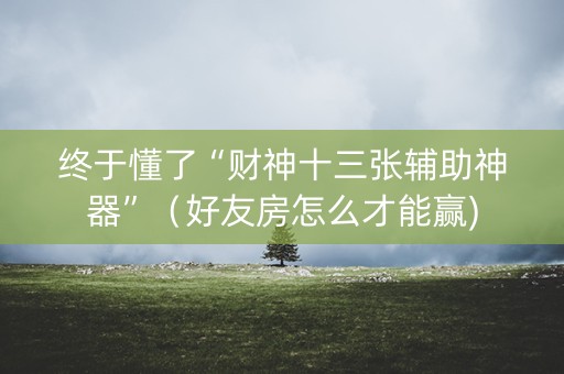终于懂了“财神十三张辅助神器”（好友房怎么才能赢)