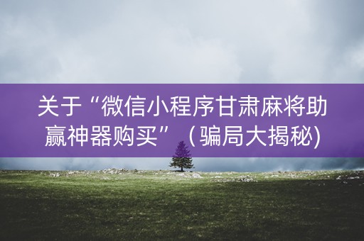 关于“微信小程序甘肃麻将助赢神器购买”（骗局大揭秘)