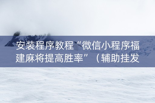 安装程序教程“微信小程序福建麻将提高胜率”（辅助挂发牌规律)