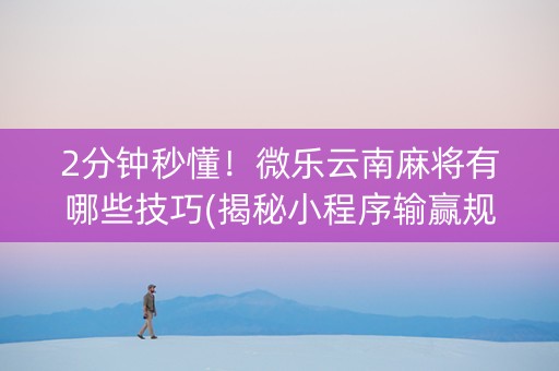 2分钟秒懂！微乐云南麻将有哪些技巧(揭秘小程序输赢规律)