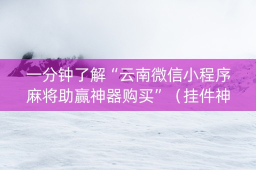 一分钟了解“云南微信小程序麻将助赢神器购买”（挂件神器)