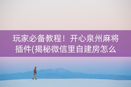 玩家必备教程！开心泉州麻将插件(揭秘微信里自建房怎么赢)