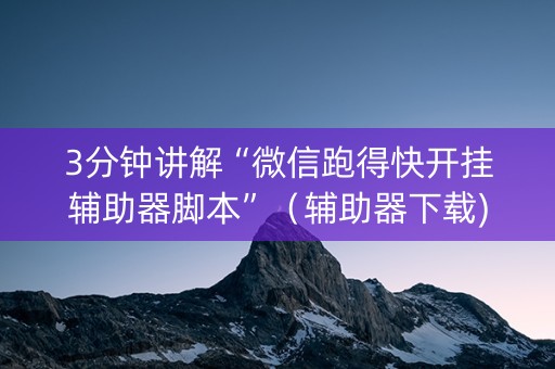3分钟讲解“微信跑得快开挂辅助器脚本”（辅助器下载)