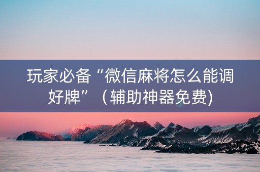 玩家必备“微信麻将怎么能调好牌”（辅助神器免费)