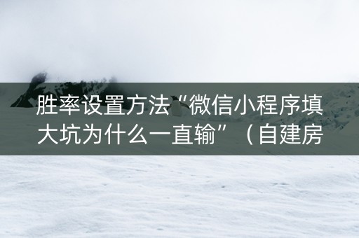 胜率设置方法“微信小程序填大坑为什么一直输”（自建房怎么赢)