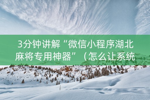 3分钟讲解“微信小程序湖北麻将专用神器”（怎么让系统给你发好牌)
