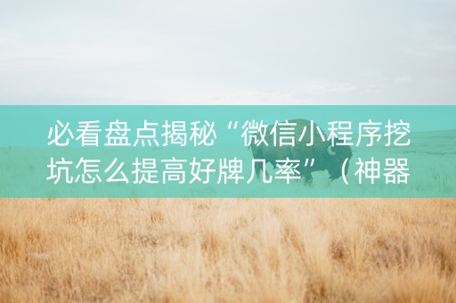 必看盘点揭秘“微信小程序挖坑怎么提高好牌几率”（神器通用版)