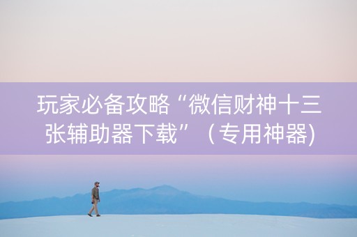玩家必备攻略“微信财神十三张辅助器下载”（专用神器)