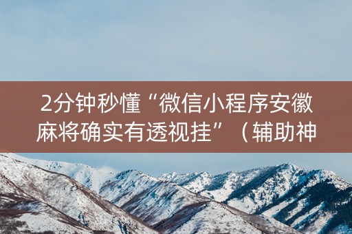 2分钟秒懂“微信小程序安徽麻将确实有透视挂”（辅助神器免费)