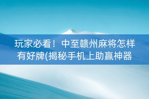 玩家必看！中至赣州麻将怎样有好牌(揭秘手机上助赢神器购买)
