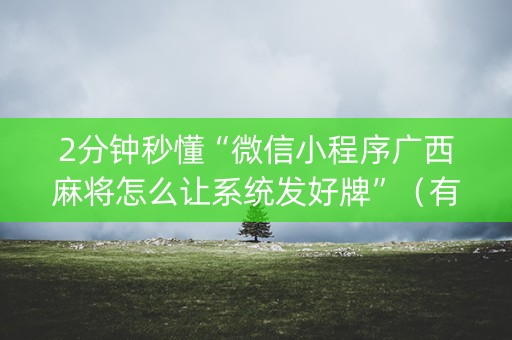 2分钟秒懂“微信小程序广西麻将怎么让系统发好牌”（有什么规律)