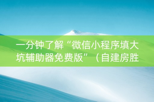 一分钟了解“微信小程序填大坑辅助器免费版”（自建房胜负规律)