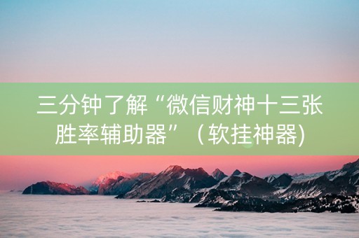 三分钟了解“微信财神十三张胜率辅助器”（软挂神器)