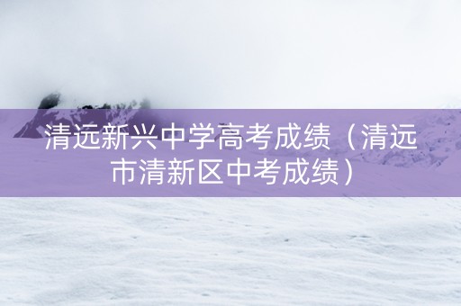 清远新兴中学高考成绩（清远市清新区中考成绩）