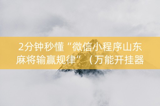 2分钟秒懂“微信小程序山东麻将输赢规律”（万能开挂器)