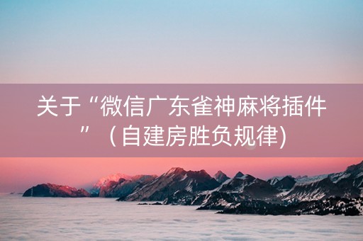 关于“微信广东雀神麻将插件”（自建房胜负规律)